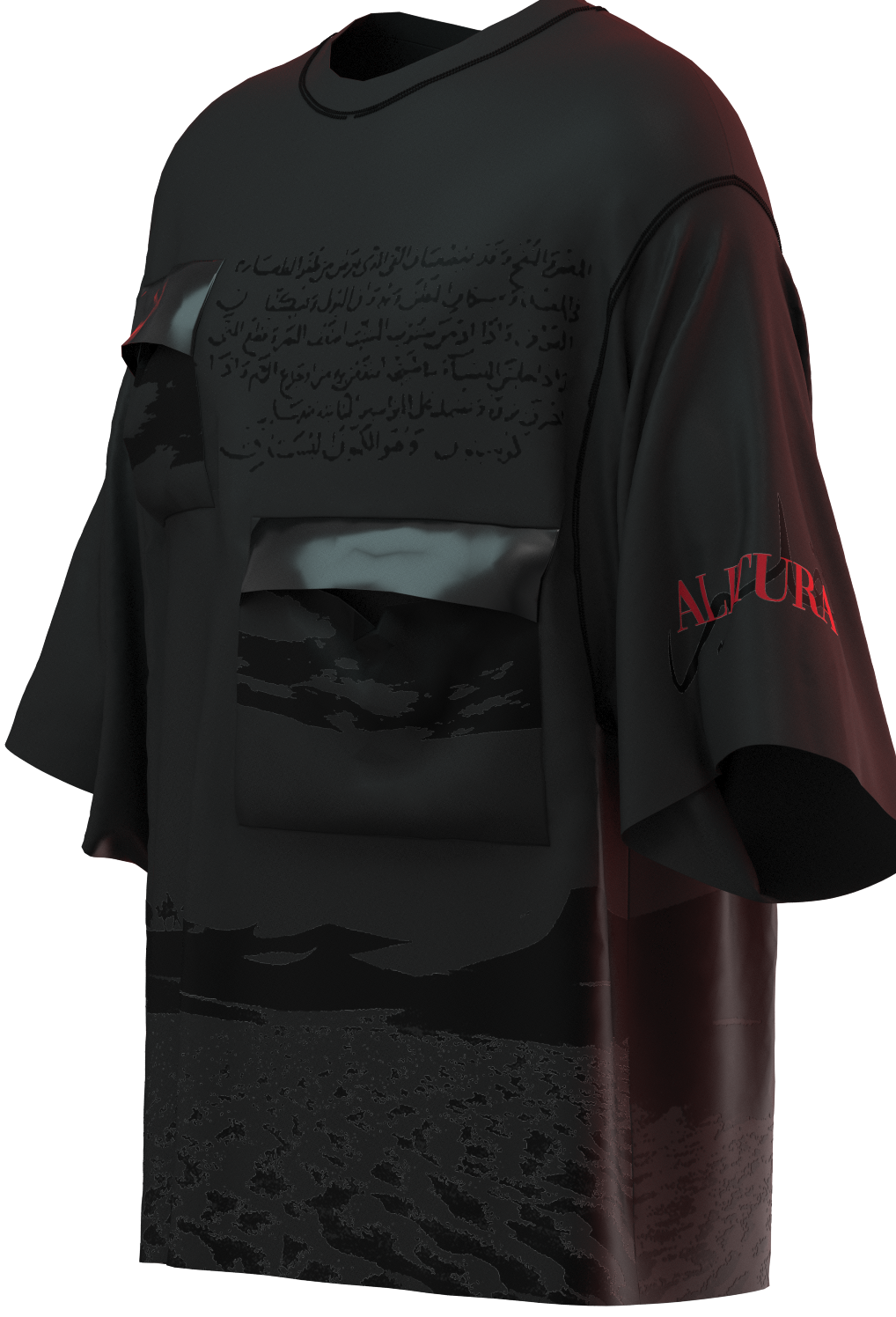 Black oversized shirts with breast and torso pockets